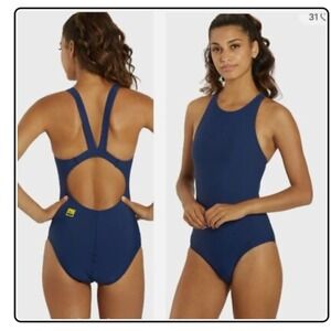FINIS Navy Blue One Piece‎ Swimsuit Women's Size 34 Training Swimwear Aquatuff
